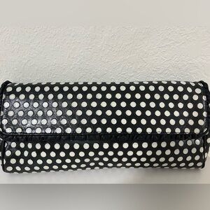 Envelope Clutch. Black with white polka dots. Boutique purchased.